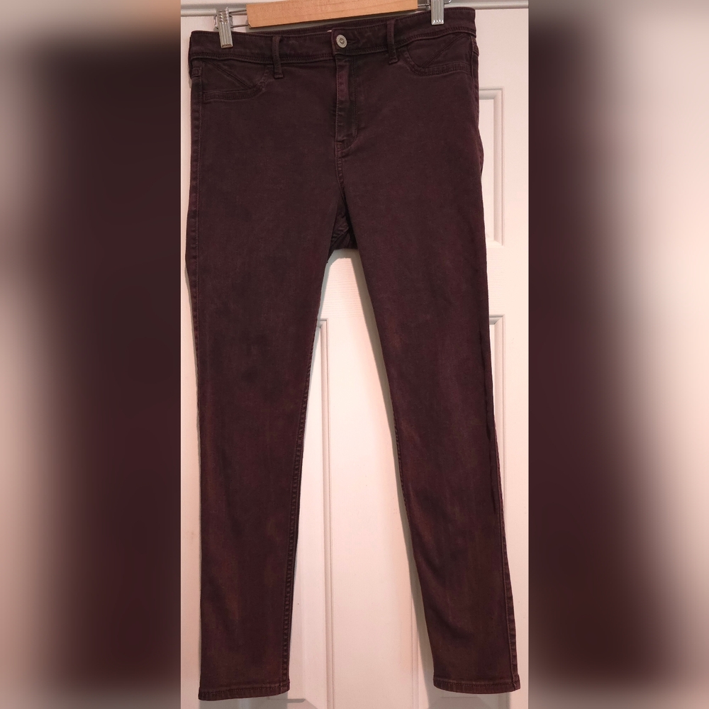 Women's Hollister Maroon Size 13 Skinny Jeans 27.5" Inseam 11" Rise Juniors